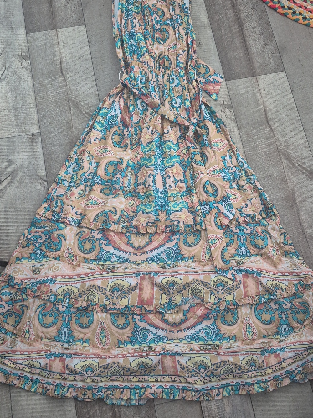 Cleobella Floral Abstract Print Sleeveless Green Patterned Belt Maxi Dress S NWT - Picture 3 of 10